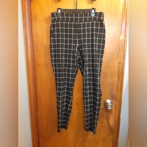Inc Women's Plus Size Black White Plaid Checkered Elastic Pants Size 14W…